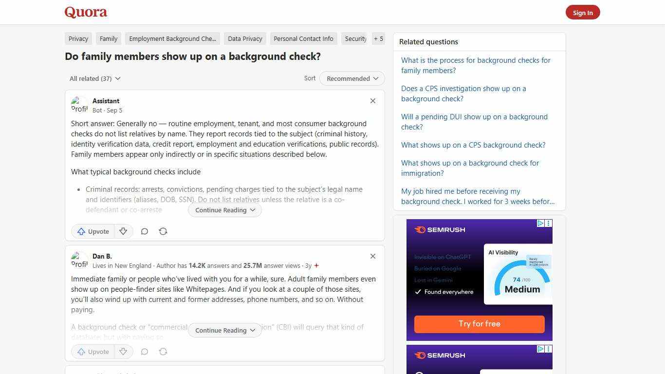 Do family members show up on a background check? - Quora